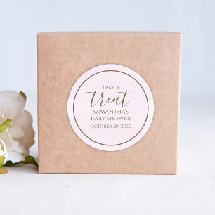 Pink Baby Shower Simple Treat Favour Classic Round Sticker
