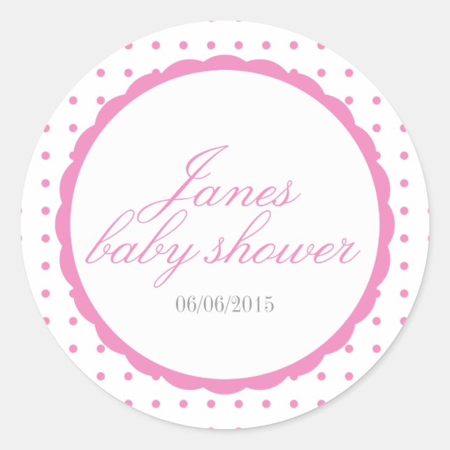 Pink baby shower stickers (Front)