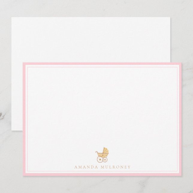 Pink Baby Shower Thank You Flat Card (Front/Back)