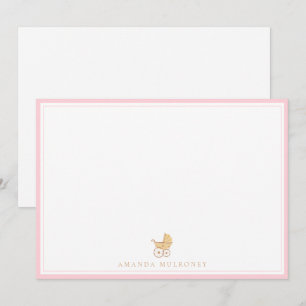 Pink Baby Shower Thank You Flat Card