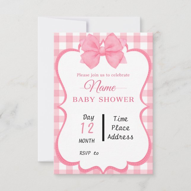 Pink Baby Shower Theme Invitations (Front)