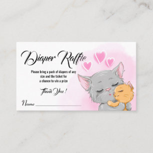 Pink Baby Shower tickets, Cat Diaper Raffle game Place Card