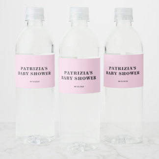 Pink Baby Shower Water Bottle Label