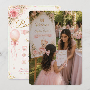 Pink Baby Shower Welcome Sign Scene Invitation