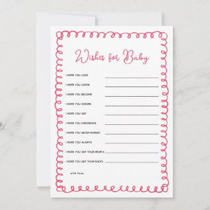 Pink Baby Shower Wishes For Baby Advice Cards