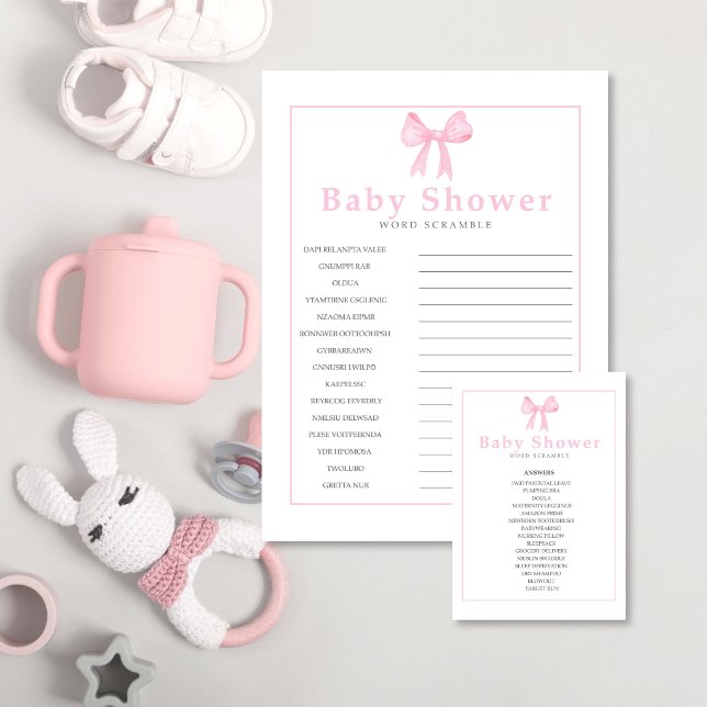 Pink Baby Shower Word Scramble Answer Sheet–Print Custom Letterhead (Creator Uploaded)