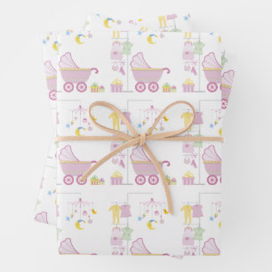 Pink Baby Shower Wrapping Paper Sheet