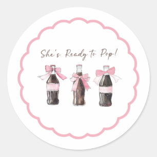 Pink Baby Soda Ready to POP Round Sticker