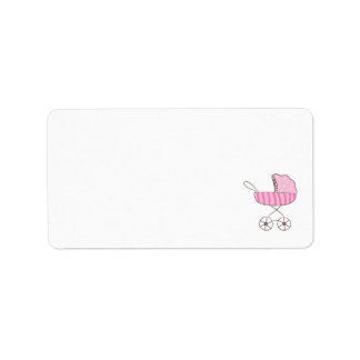 Pink Baby Stroller Blank Address Label