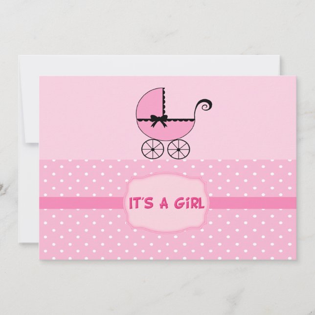 Pink Baby Stroller Shower Invitation (Front)