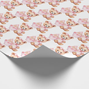 Pink Baby Toddler Teddy Bear Gift Wrapping Paper