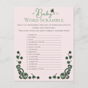Pink Baby Word Scramble Irish Baby Shower Game