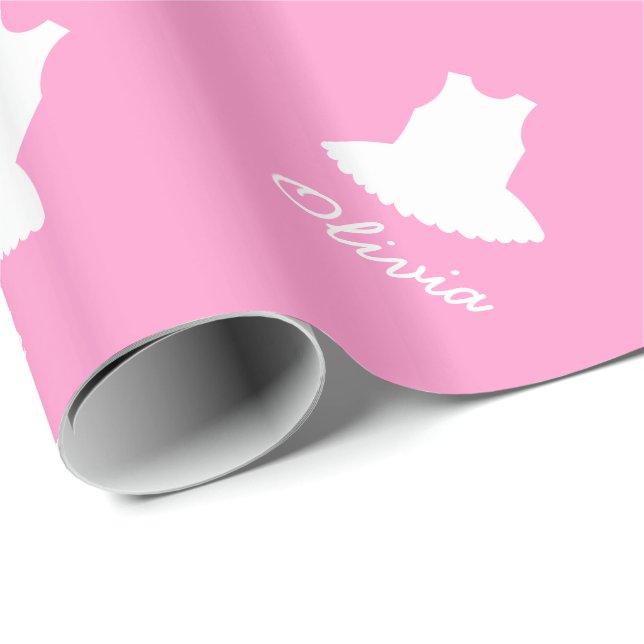 Pink baby wrapping paper with cute ballerina tutu (Roll Corner)