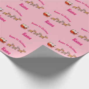 PINk Babys 1st Christmas Giftwrap Personalised Wrapping Paper