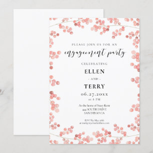 Pink Baby's Breath Floral Engagement party Invitation