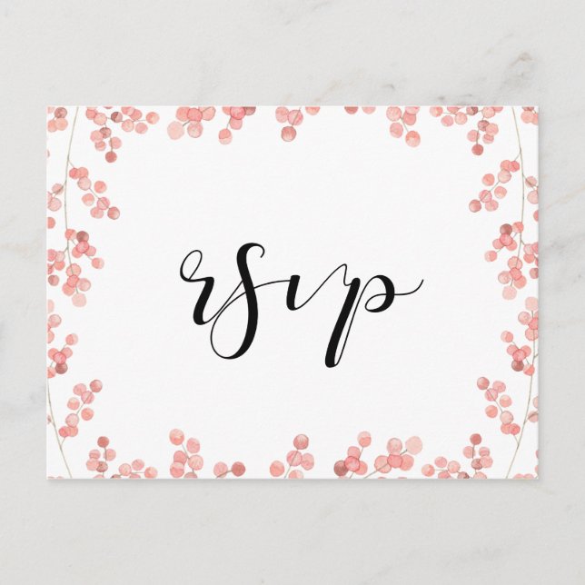 Pink Baby's Breath Floral RSVP Postcard (Front)