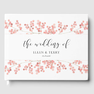 Pink Baby's Breath Floral Watercolor wedding Guest Book