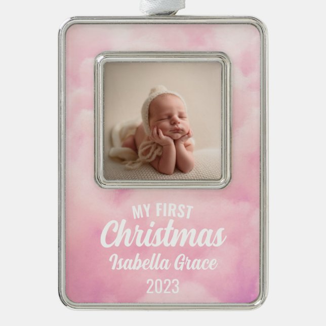 Pink Baby's First Christmas Ornament (Front)