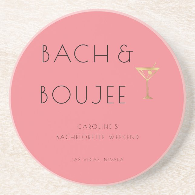Pink Bach and Boujee Bachelorette Party Coaster (Front)
