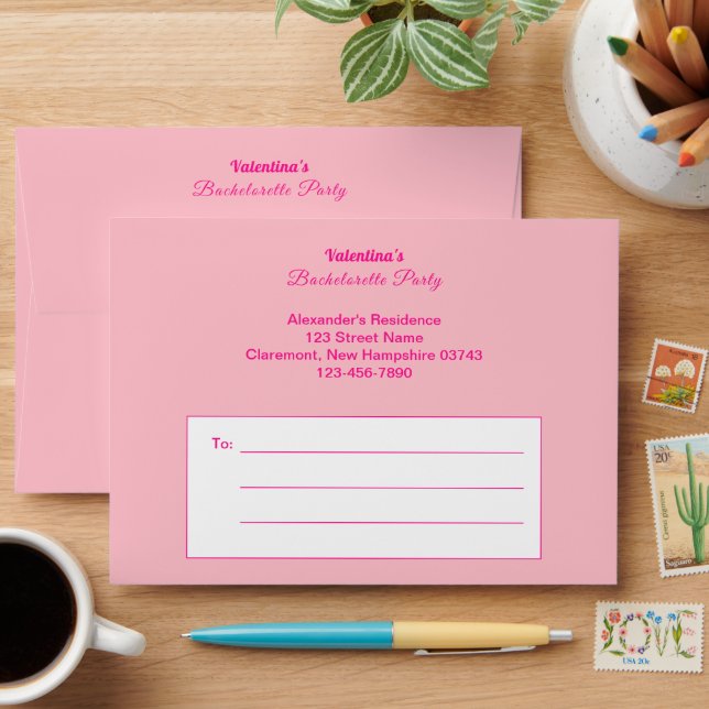 Pink Bachelorette Party Envelope (Desk)