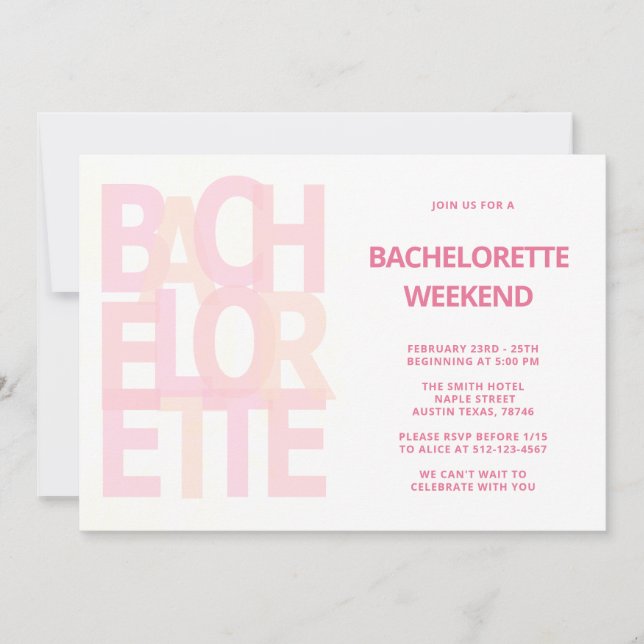 Pink Bachelorette Party Invitations (Front)