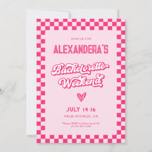 Pink Bachelorette Weekend Party  Invitation
