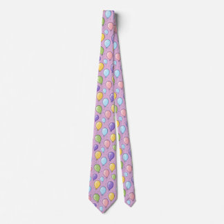 Pink Background Balloon Pattern Men’s Necktie
