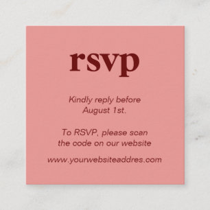 Pink background, bold typography RSVP Enclosure Card