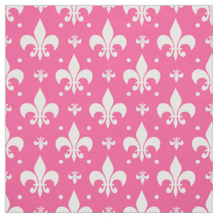 Pink Background Fleur-de-lis Pattern Design  Fabric