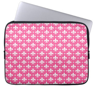 Pink Background Fleur-de-lis Pattern Design Laptop Sleeve