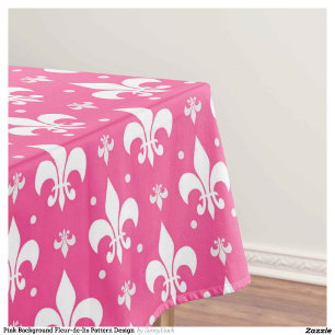 Pink Background Fleur-de-lis Pattern Design Tablecloth
