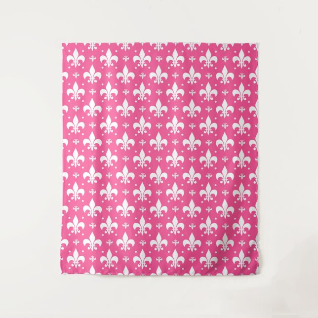 Pink Background Fleur-de-lis Pattern Design  Tapestry (Front)