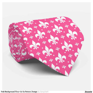 Pink Background Fleur-de-lis Pattern Design  Tie