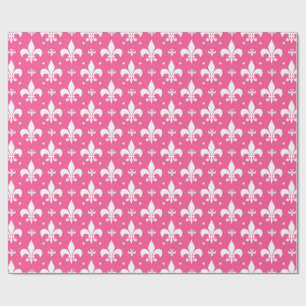 Pink Background Fleur-de-lis Pattern Design  Wrapping Paper