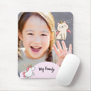 Pink background & sweet girl mouse pad