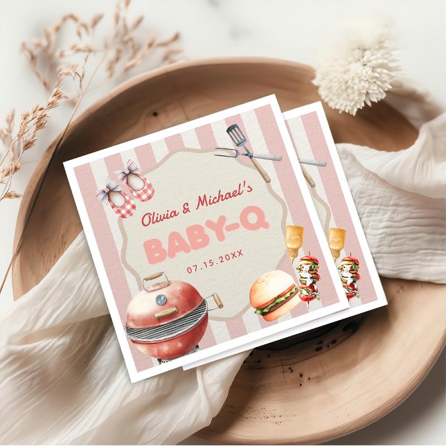 Pink Backyard BBQ Baby Q Baby Shower Napkins (Creator Uploaded)