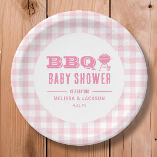 Pink Backyard BBQ Baby Shower  Paper Plate
