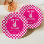 Pink Bad Two The Bone Skeleton 2nd Birthday Party Paper Plate<br><div class="desc">This is a Hot Pink Bad Two The Bone Skeleton 2nd Birthday Party Paper Plates!</div>