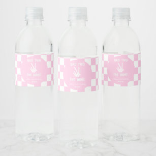 Pink Bad Two The Bone Skeleton 2nd Birthday Party Water Bottle Label