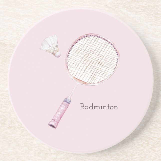 Pink Badminton Sports Coaster (Front)
