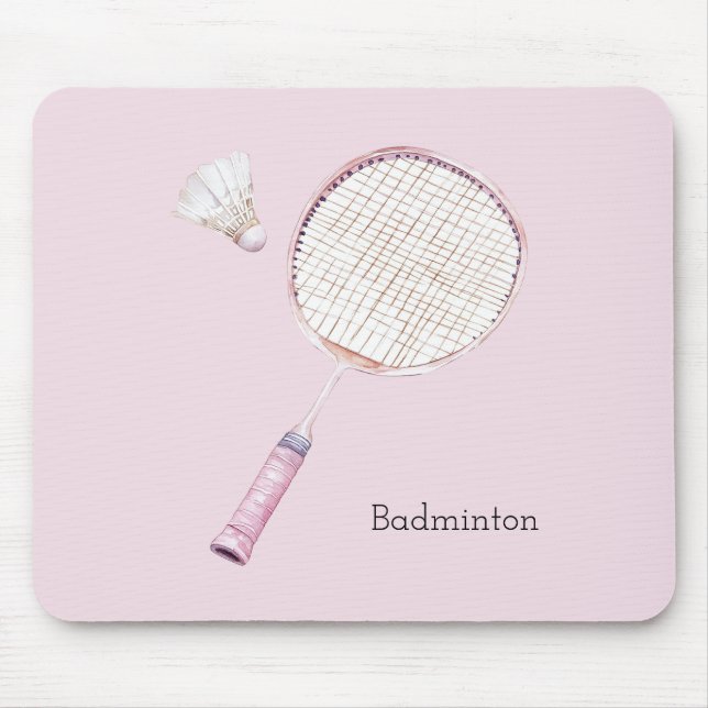 Pink Badminton Sports Mouse Pad (Front)