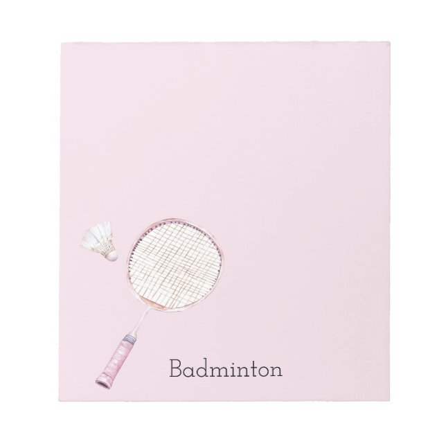 Pink Badminton Sports Notepad (Front)