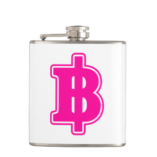 PINK BAHT SIGN ฿ Thai Money Currency ฿ Hip Flask