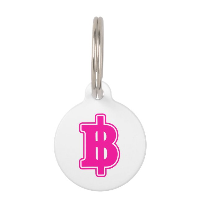 PINK BAHT SIGN ฿ Thai Money Currency ฿ Pet Tag (Front)