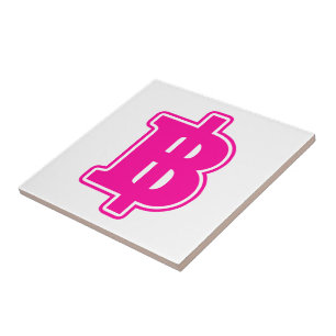 PINK BAHT SIGN ฿ Thai Money Currency ฿ Tile