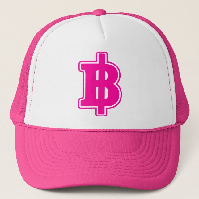 PINK BAHT SIGN ฿ Thai Money Currency ฿ Trucker Hat (Front)