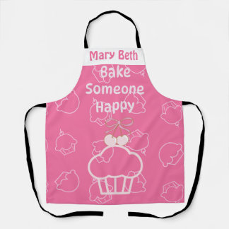 Pink bake happy All-Over Print Apron