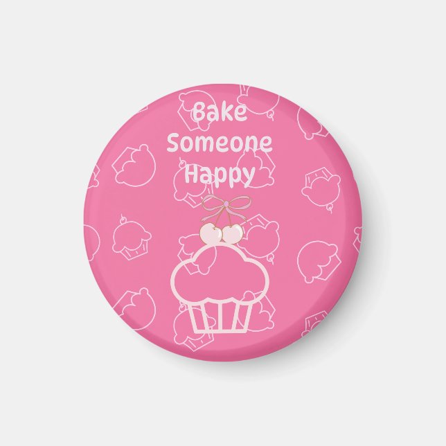 Pink bake happy magnet (Front)
