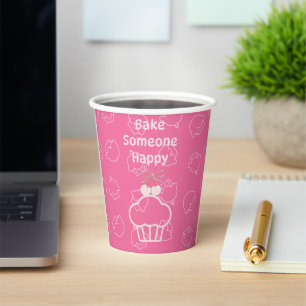 Pink bake happy paper cups
