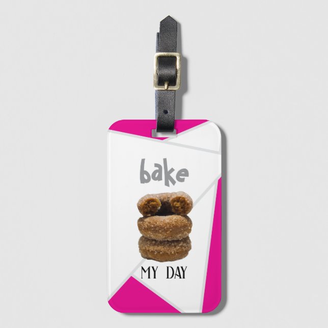 Pink Bake My Day Luggage Tag (Front Vertical)